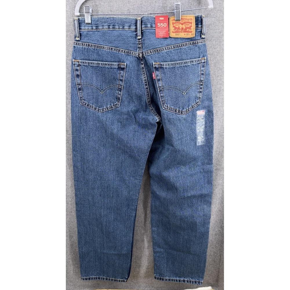 New Levis 550 Jeans Mens 32x30 Blue Relaxed Tapered Zip Fly Medium Wash Denim - Picture 6 of 9